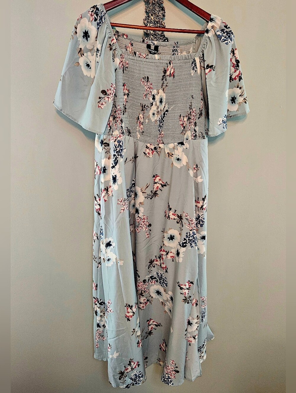 BloomChic Light Blue Floral Smocked Dress